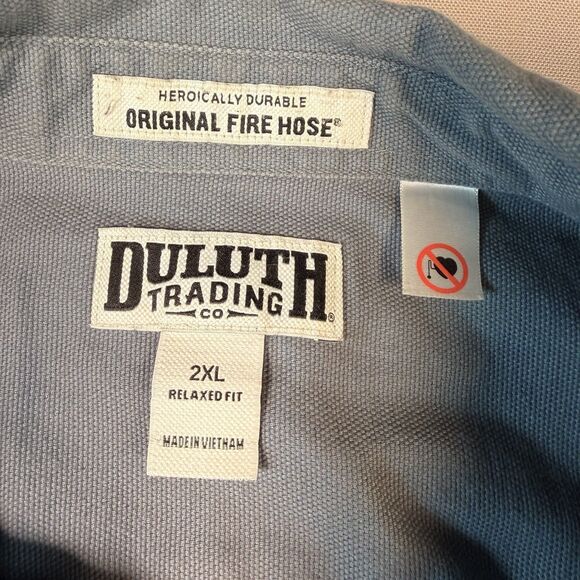 Duluth Trading Co Shirt Mens 2XL Blue Original Fire Hose Relax Workwear Magnetic - Picture 5 of 8